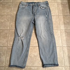 Gap High Waisted Cheeky Straight Button Fly jean in light destroy . Never worn.